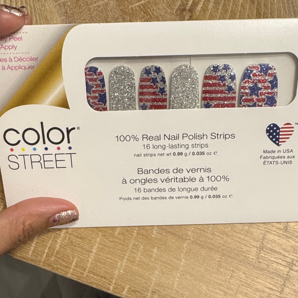 Color Street Glittering Silver and Patriotic Nail Strips - Glitz and Glory